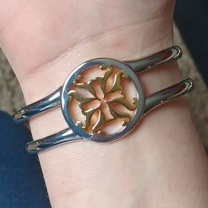 Katelyn Silver Cuff Gold Logo